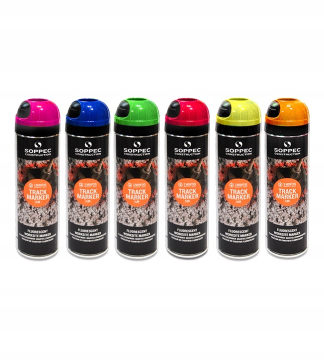 Farba geodezyjna spray SOPPEC TRACK MARKER FLUO 12szt. do znakowania