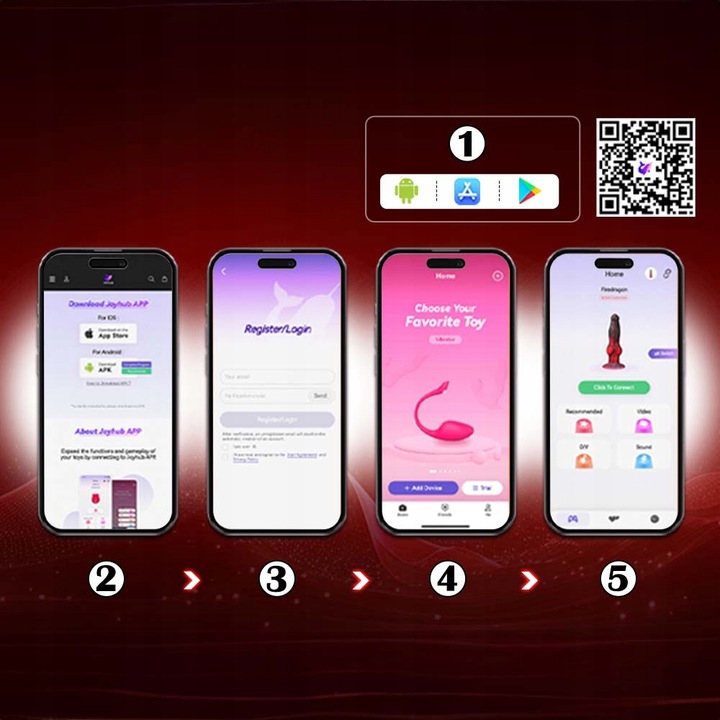 Analne Dildo Wibrujące z pilotem,7 trybów stymulacji Kontrola aplikacji APP