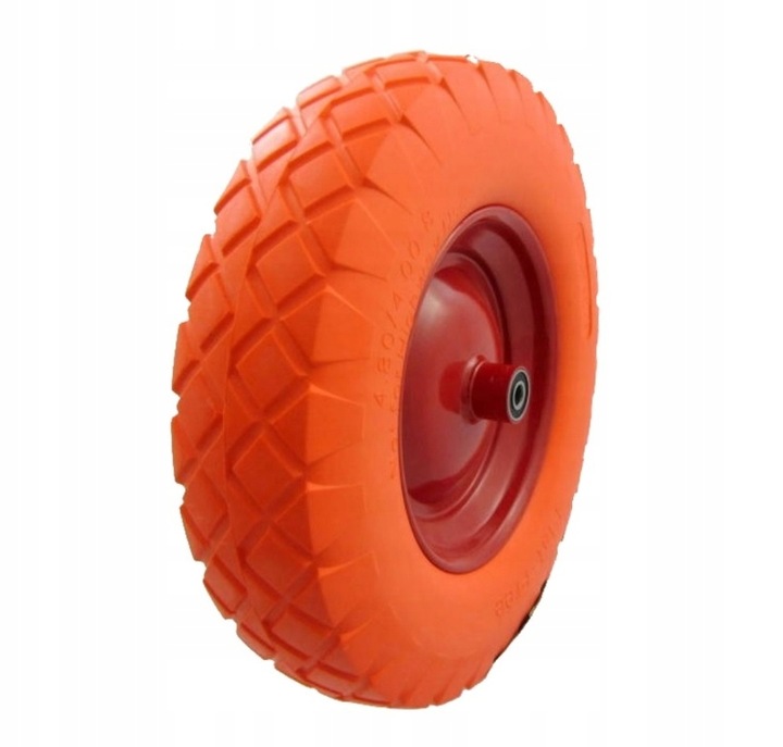 KOŁO DO TACZKI PEŁNE 4.00-8 WÓZKA BEZDĘTKOWE OŚKA POMARAŃCZOWE