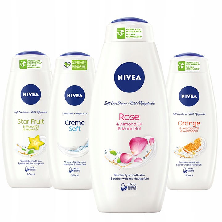 NIVEA żel płyn pod prysznic damski zestaw 4x500ml