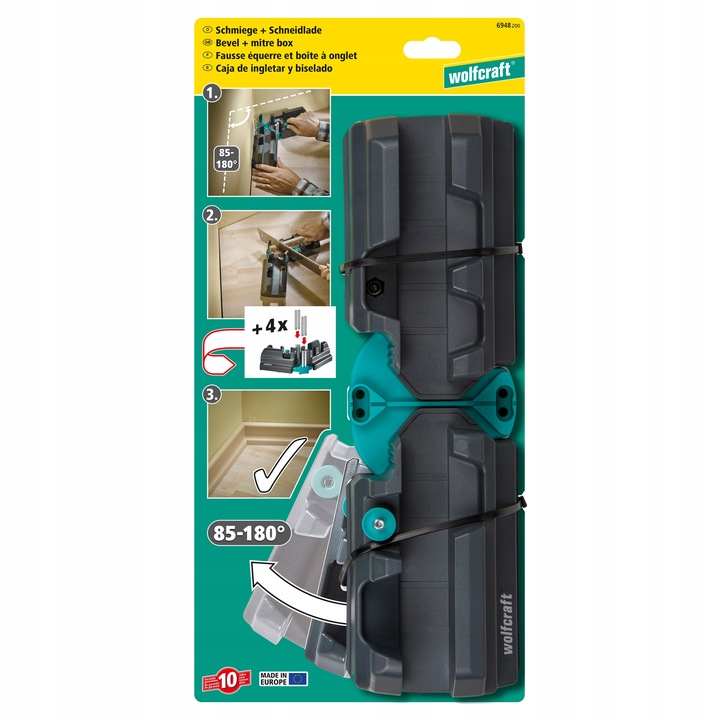 WOLFCRAFT Regulowany przymiar skrzynka uciosowa do listew 100mm 2w1