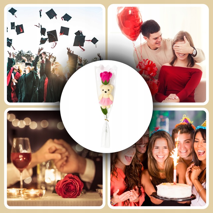 MIŚ Z RÓŻĄ BUKIET UPOMINEK NA PIKU PREZENT DLA NAUCZYCIELKI ZESTAW