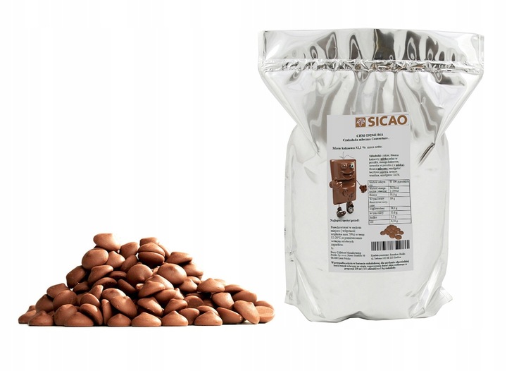 NAJLEPSZA Czekolada MLECZNA 1 KG do fontann fondue Sicao 32,1% kakao