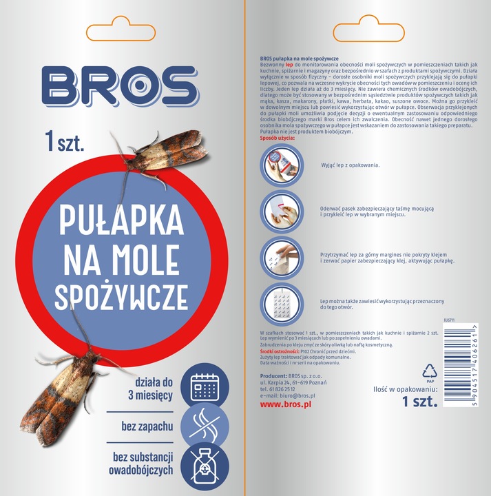 BROS Pułapka na mole spożywcze ZESTAW 10 SZTUK
