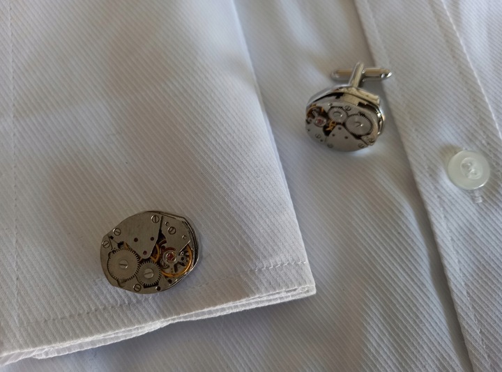 Spinki do mankietów koszuli EXC Mechanizm Zegarka Steampunk Zegar Zegarki