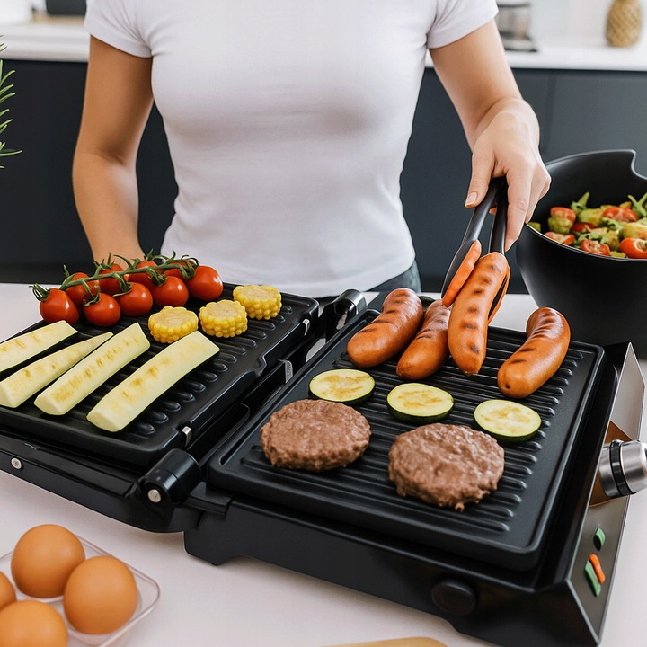 Grill Elektryczny Regulacja Temperatury Powłoka Non-Stick do Zmywarki