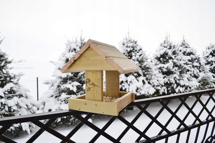 ECO Karmnik Dla Ptaków XXL+ DREWNIANY Solidny DIY Łatwy Montaż BUDKA