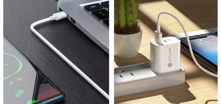 ZESTAW | SZYBKA ŁADOWARKA SIECIOWA USB TYPE-C + KABEL TYPE C | PD20W 3000mA