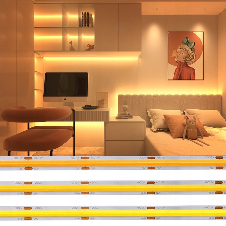 Taśma LED Neon COB 24V 10m 480 diod 3000K BIAŁA CIEPŁA HOMOGENICZNA