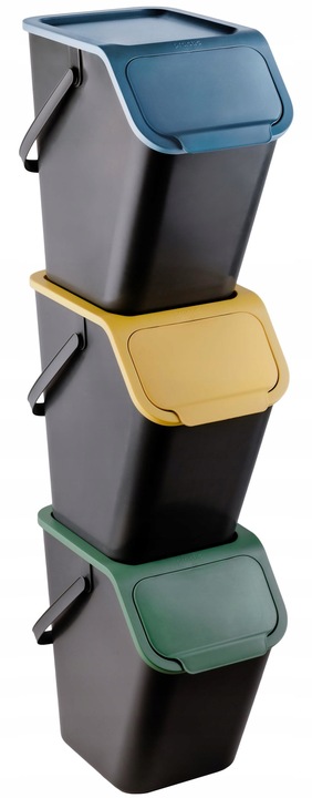 3x Kosz na Śmieci Pojemnik do Segregacji Odpadów do Kuchni BINI 25L +Filtry