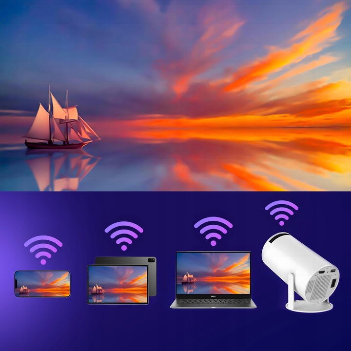 Projektor Rzutnik Android TV WiFi FULL HD Przenośny SMART Głośnik