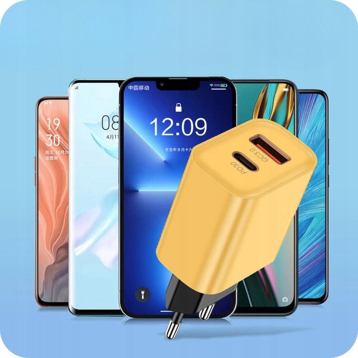 SZYBKA ŁADOWARKA SIECIOWA USB TYPE-C GaN 45W QC 3.0 PD do TELEFONU LAPTOPA