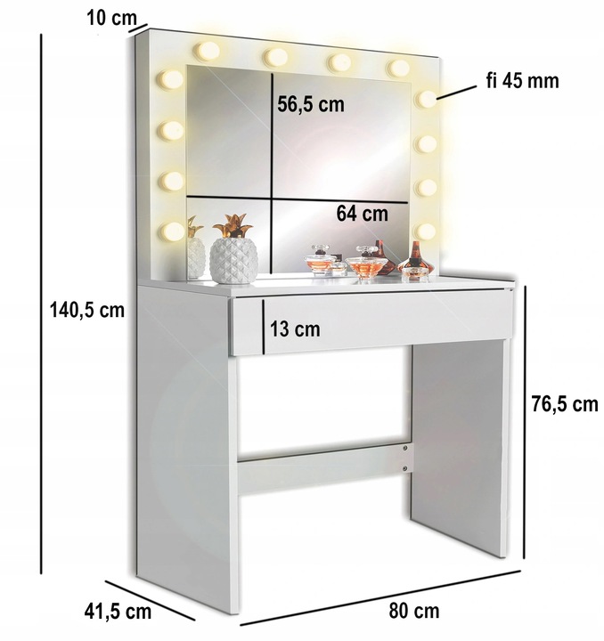 Toaletka do makijażu wizażu kosmetyczna z lustrem LED nowy model