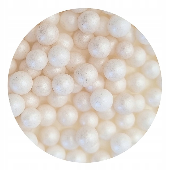 POSYPKA PERŁOWA PEREŁKI BŁYSZCZĄCE BIAŁE DUŻE 90g NA TORT KOMUNIĘ 1101
