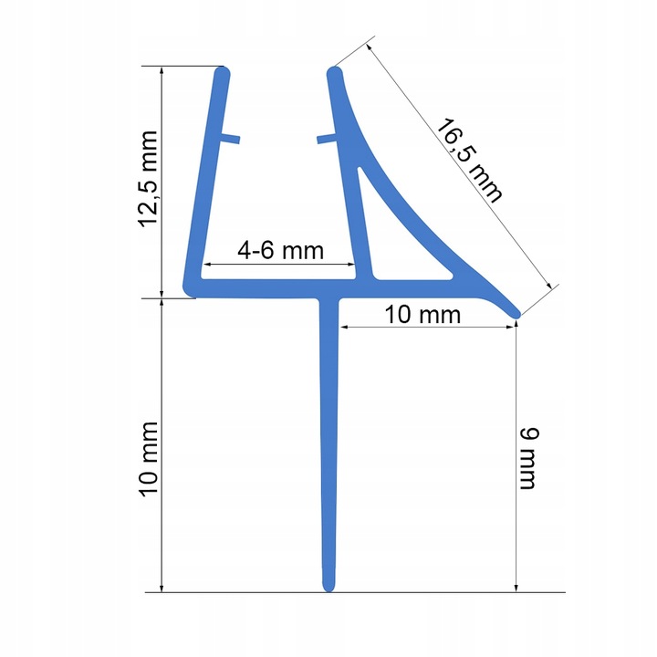 USZCZELKA DO KABINY PRYSZNICOWEJ SZYBY 4-6mm DRZWI DOLNA Z OKAPNIKIEM 100CM