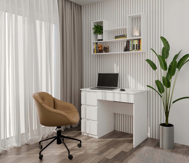 REGAŁ WISZĄCY BILBAO 4P BIEL BIAŁY - PÓŁKI ŚCIENNE, NOWOCZESNY DESIGN