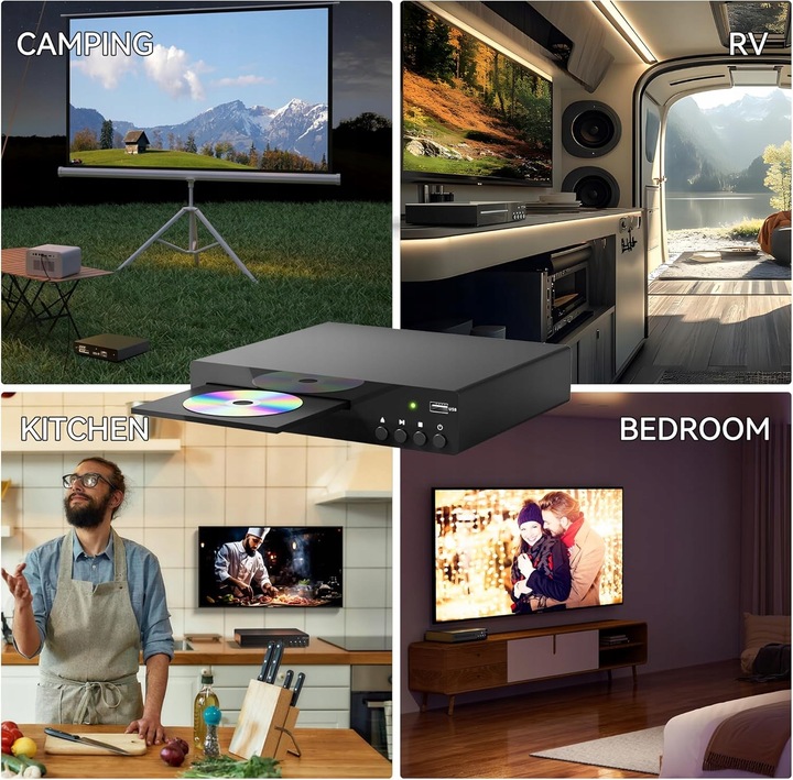 Odtwarzacz DVD i CD, HDMI 1080P dla wszystkich regionów obsługa PAL/NTSC