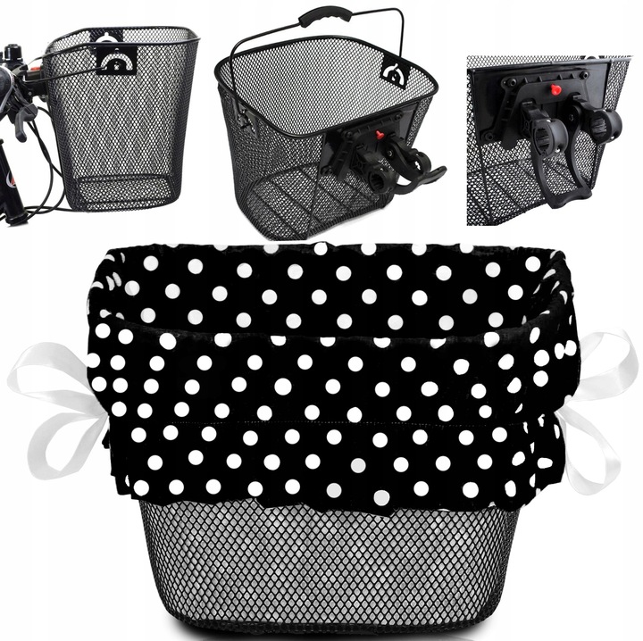 Kosz na rower METALOWY koszyk na kierownicę CLICK z uchwytem + WKŁAD