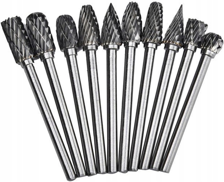 FREZY TRZPIENIOWE DO METALU 10SZT Z WĘGLIK WOLFRAMU Z WĘGLIKA