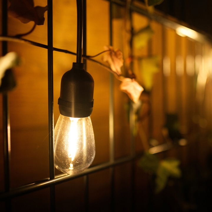 Girlanda Ogrodowa Świetlna 10m + 10x Żarówka LED 1W 2700K Zewnętrzna IP65