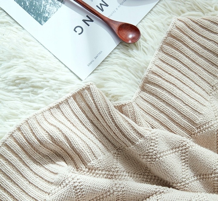 KOC CZYSTA BAWEŁNA 180cm wzór WAFEL LOFT DLA ALERGIKÓW NA PREZENT ŚWIĘTA