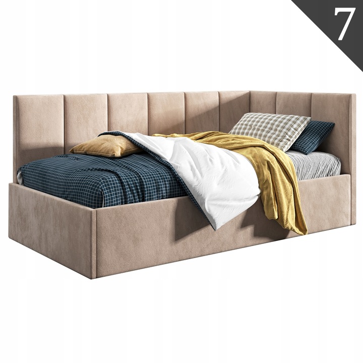 Łóżko młodzieżowe 120x200, Supreme Roma, Tapczan, Pojemnik, Jasny