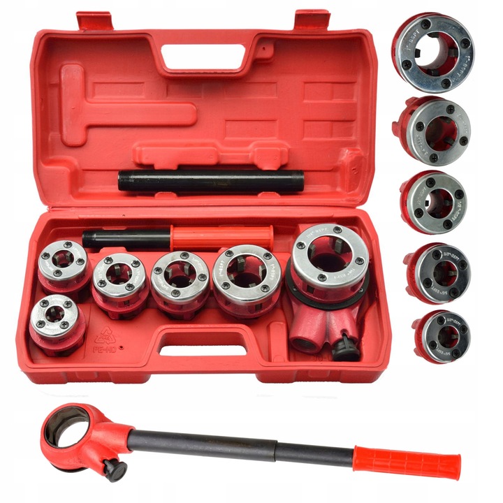 GEKO GWINTOWNICA NARZYNKA DO RUR HYDRAULICZNA NASADKI 6 SZTUK