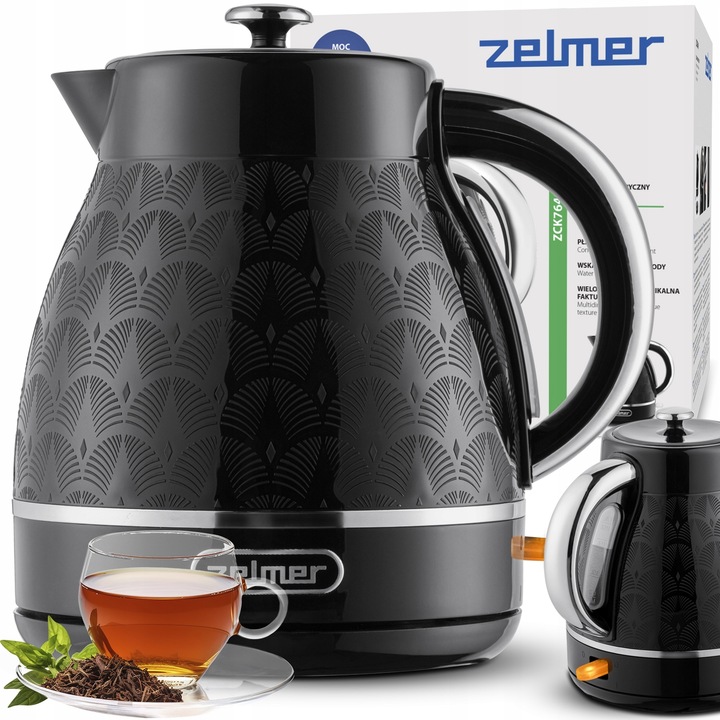 CZAJNIK ELEKTRYCZNY ZELMER BEZPRZEWODOWY PŁASKA GRZAŁKA CICHY 1,7L