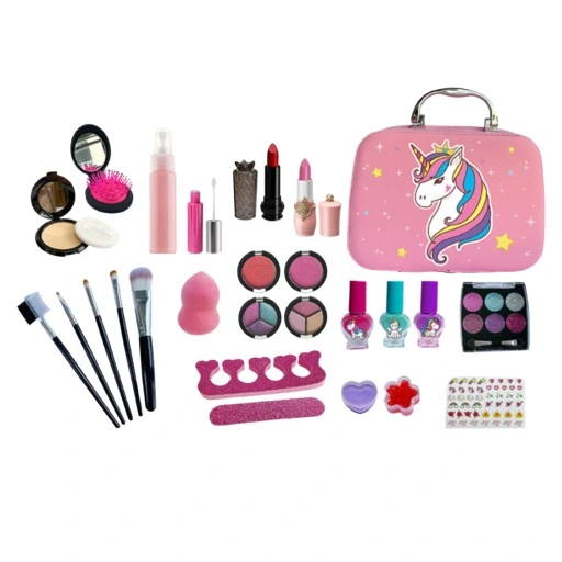 KUFEREK KOSMETYKÓW ZESTAW DO MAKIJAŻU I PAZNOKCI JEDNOROŻEC DZIECI PREZENT