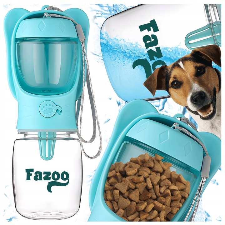 Butelka na Wodę Karmę dla Psa Poidło 2w1 Bidon Turystyczny Miseczka Podróż