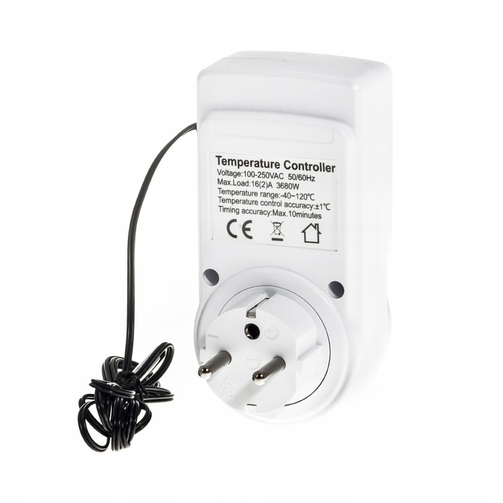 TERMOSTAT ELEKTRONICZNY REGULATOR Temperatury 230V Gniazdo sieciowe