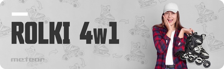 Rolki 4w1 LED Łyżwy Wrotki Rolko-Wrotki regulowane Meteor rozmiar M 34-37