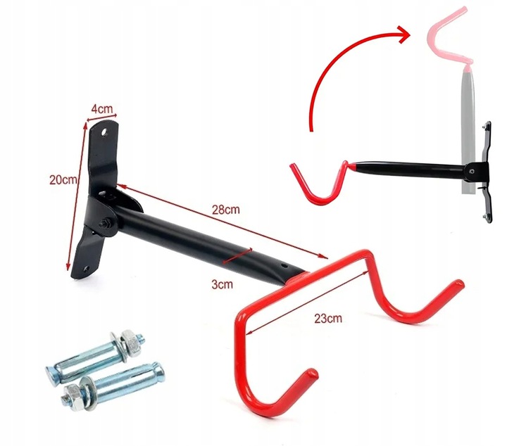 STOJAK WIESZAK NA ROWER NA ŚCIANĘ UCHWYT ROWEROWY HAK UDŹWIG DO 30 KG