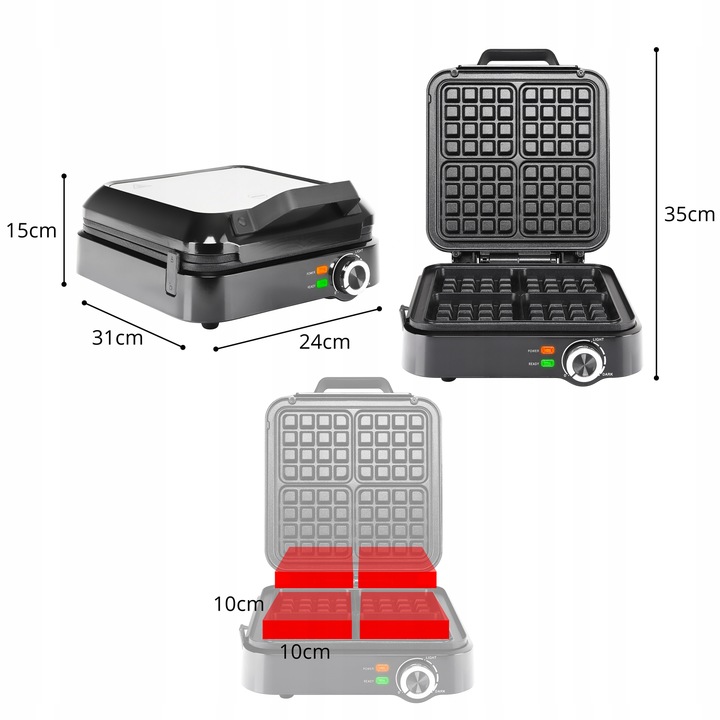 GOFROWNICA 4 GOFRY REGULACJA TEMPERATURY MOCNA 1500W NIEPRZYWIERAJĄCE