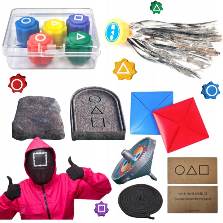 KOŚCI KOSTKI GONGGI GONGI koreańskiej gry GRA SQUID GAME ZESTAW DDAKJI GONG