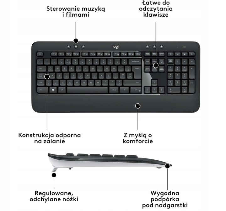 Zestaw Logitech MK540 Bezprzewodowy Klawiatura i Mysz QWERTY czarny