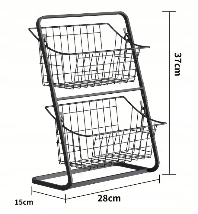 Koszyk Piętrowy Dwupoziomowy na Owoce Warzywa Czarny Organizer do