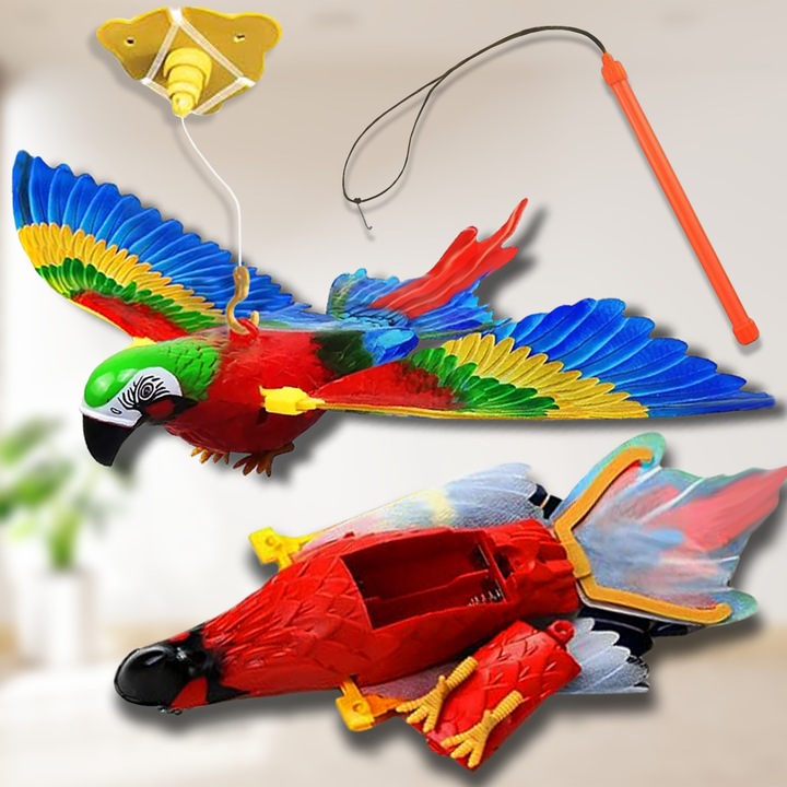 INTERAKTYWNA ZABAWKA DLA KOTA PAPUGA LATAJĄCA SKACZĄCA ELEKTRYCZNA NA ŻYŁCE