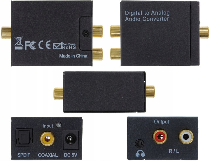 Konwerter Digital to Analog Toslink RCA Słuchawki