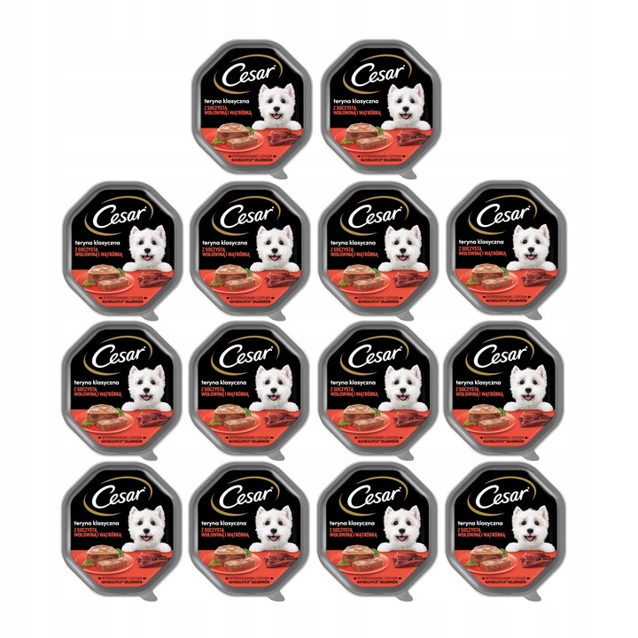 CESAR mokra karma dla psa wołowina i wątróbka w terynie tacka 14 x 150 g