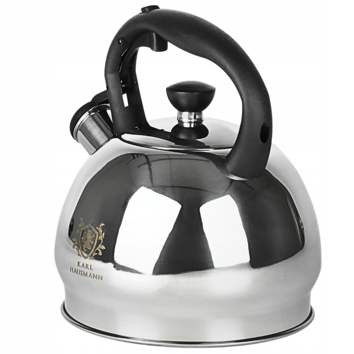 CZAJNIK STALOWY na GAZ 1,8L SREBRNY z GWIZDKIEM +RĄCZKA INDUKCJA STAL