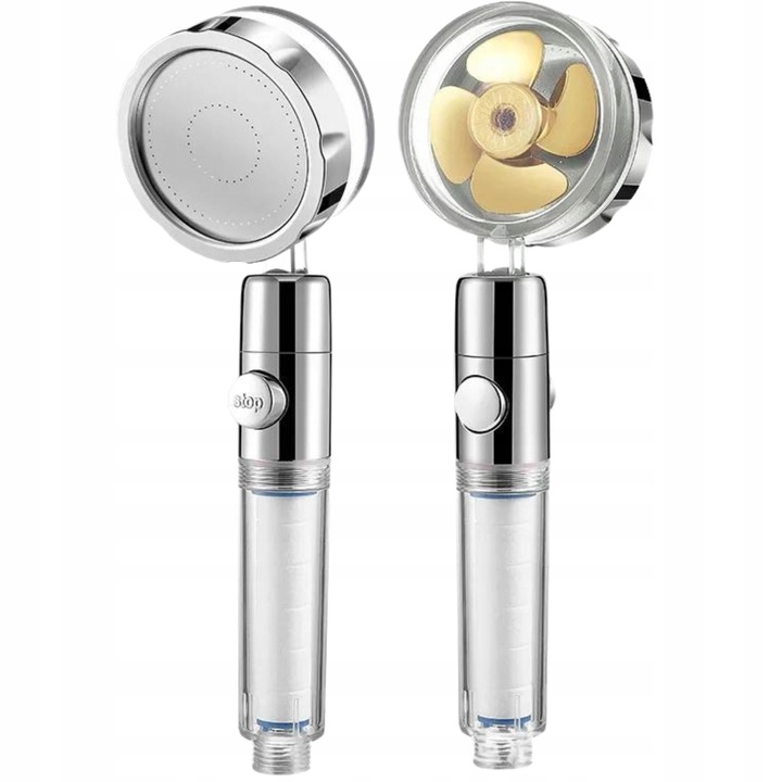 TURBO SŁUCHAWKA PRYSZNICOWA WENTYLATOR+WĄŻ+4xFILTR OSZCZĘDNA NAPOWIETRZAJĄC