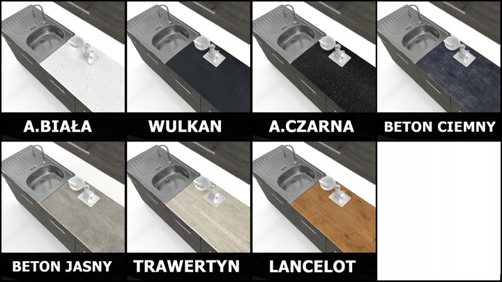 MEBLE KUCHENNE KUCHNIA ZESTAW SZAFKI MODUŁOWE BLAT JOLA 2,4M DĄB