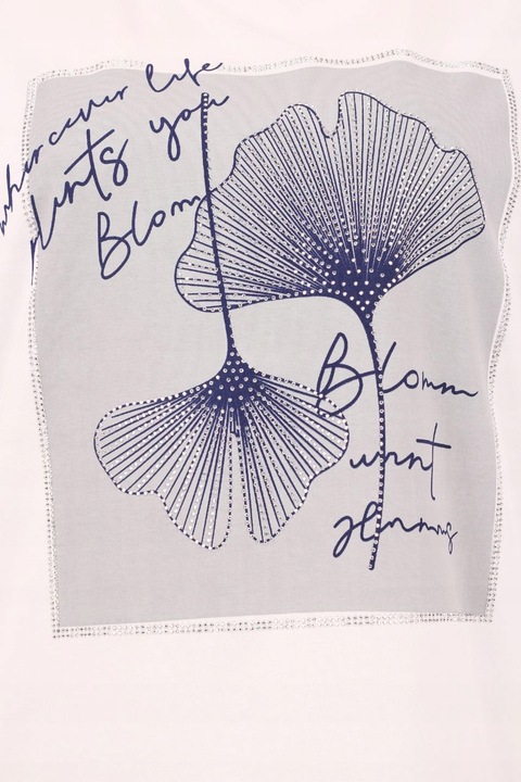 BLUZKA BAWEŁNIANA Z KRÓTKIM RĘKAWEM DUŻE ROZMIARY NA LATO Z NADRUKIEM LUŹNA