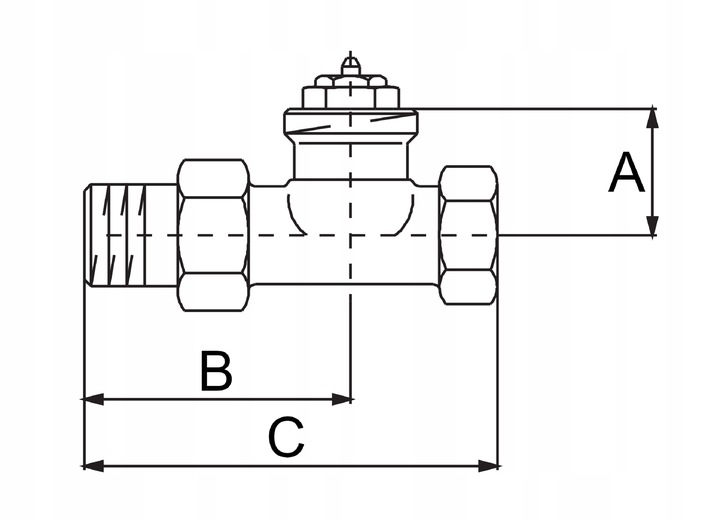 ZAWÓR termostatyczny 1/2" DN15 PROSTY grzejnikowy zasilający M30x1,5 HANZ
