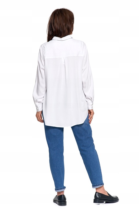 ELEGANCKA KOSZULA DAMSKA OVERSIZE WYDŁUŻONY TYŁ MODNA BLUZKA MORAJ