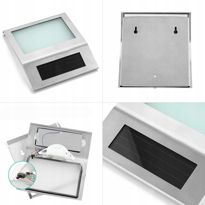 PODŚWIETLANY NUMER DOMU TABLICZKA LAMPA LED SOLARNA CZUJNIK STAL