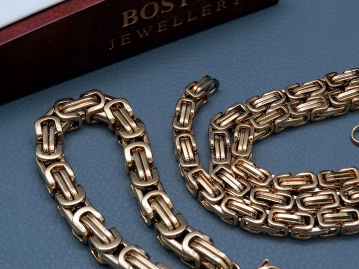 ZŁOTY ŁAŃCUSZEK Z BRANSOLETKĄ SPLOT KRÓLEWSKI 8MM STAL CHIRURGICZNA PREMIUM