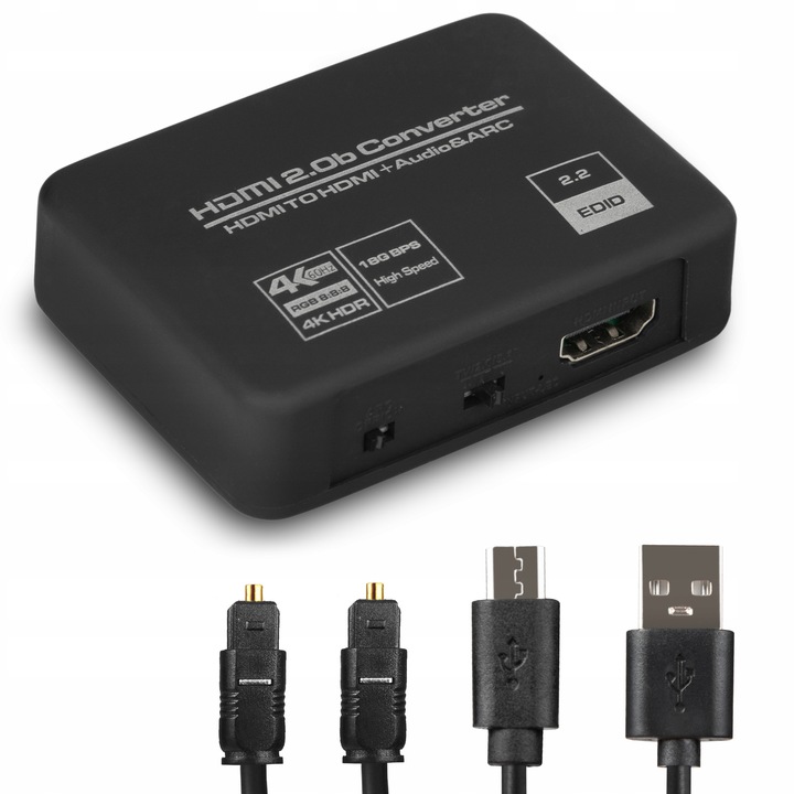 Ekstraktor HDMI 2.0 TOSLINK KONWERTER AUDIO ARC TOSLINK CINCH AUX HDCP