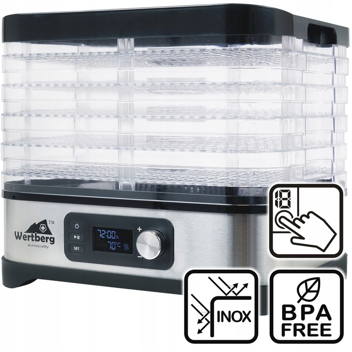 suszarka spożywcza do grzybów owoców warzyw ziół INOX 5 sit 450 W